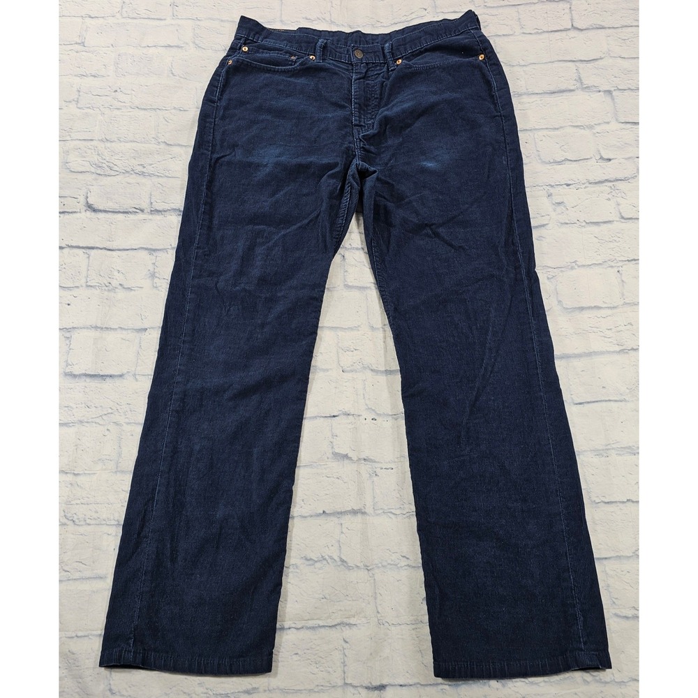 Levis 514 Corduroy Pants MENS 36x32 Navy Blue Straight Leg 5-Pocket Stretch